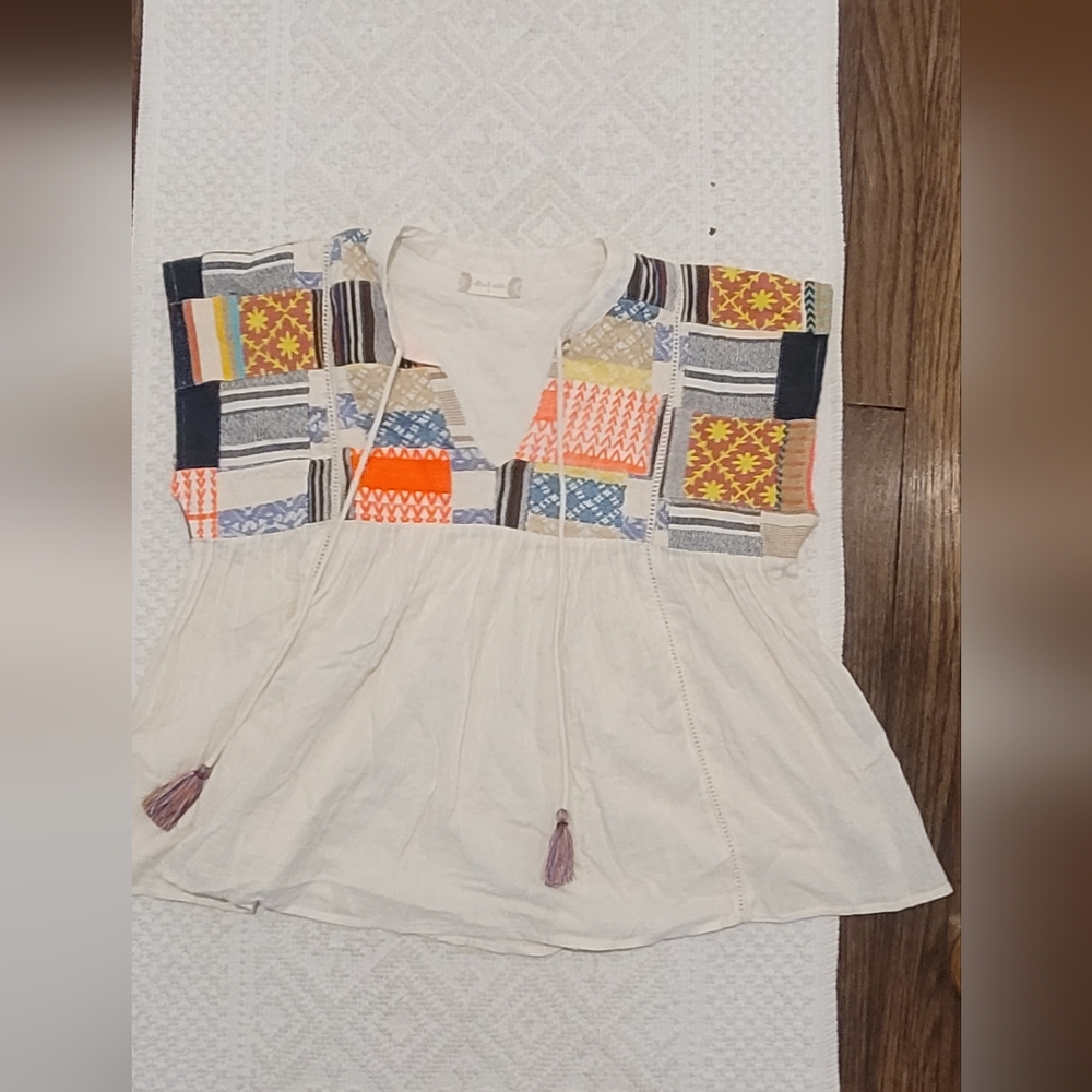 Altar'd State Patchwork Boho Top with Tassels